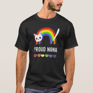 Stolze Oma Lgbtq Verbündete Katze Lgbt Regenbogen T-Shirt