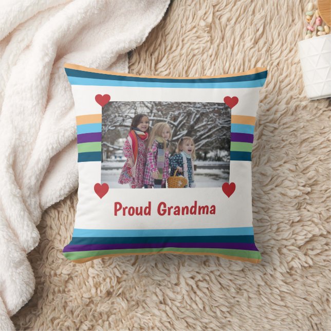 Stolze Oma Liebe Foto Farbbanden machen Ihre Arbei Kissen (Decke)