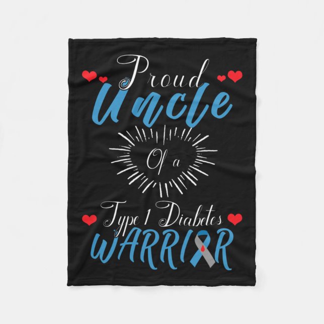 Stolze Onkel eines Typ 1 Diabetes Warrior Bewussts Fleecedecke (Vorderseite)