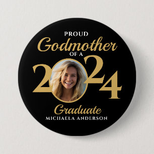 Stolze Patentante eines 2024 Absolventen Foto & Na Button