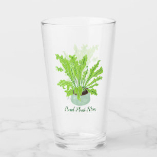 Stolze Pflanze Mama - Vogelnest-Farn auf Weiß. Glas