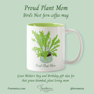 Stolze Pflanze Mama - Vogelnest-Farn auf Weiß. Zweifarbige Tasse
