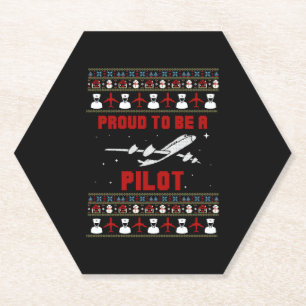 Stolze Pilotin Weihnachten mit Flugzeug und Schnee Untersetzer