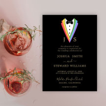 Stolze Regenbogen-LGBTQ-Herz-Hochzeitseinladung