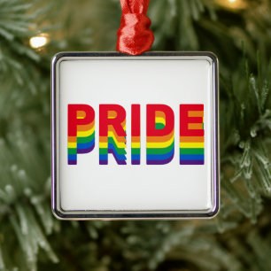 Stolze Regenbogenfarben Gay Lgbtq Weihnachten Ornament Aus Metall