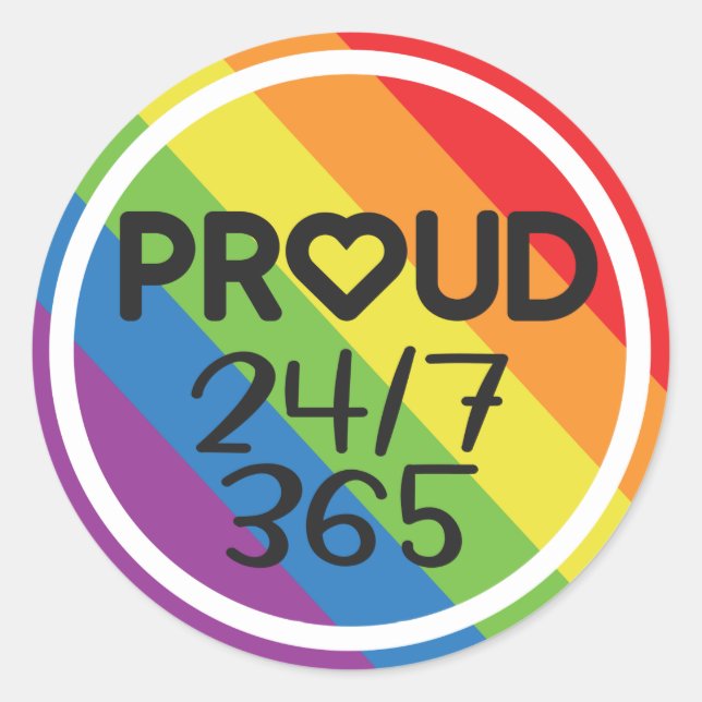 Stolze Regenbogenfarben jeden Monat Runder Aufkleber (Vorderseite)