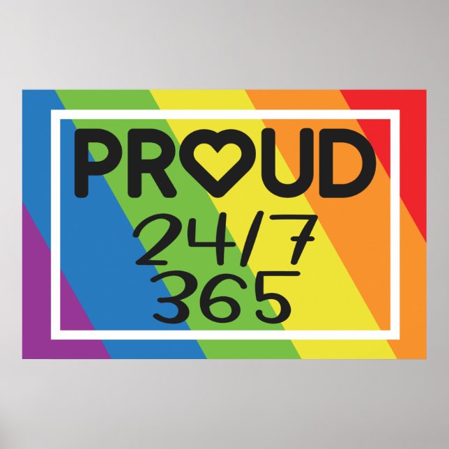 Stolze Regenbogenfarben LGBTQ+ Stolz Monat Poster (Vorne)