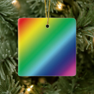 Stolze Regenbogenfarben Muster lgbtq Weihnachten Keramikornament