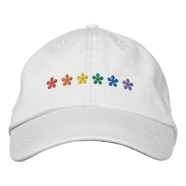Stolze Regenbogenflagge Blume lgbtq Schwulenflagge Bestickte Baseballkappe (Vorderseite)
