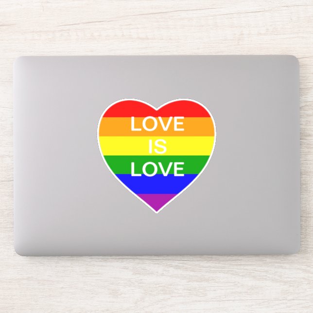 Stolze Regenbogenflagge Herz Gay Pride Liebe ist L Aufkleber (Computer)