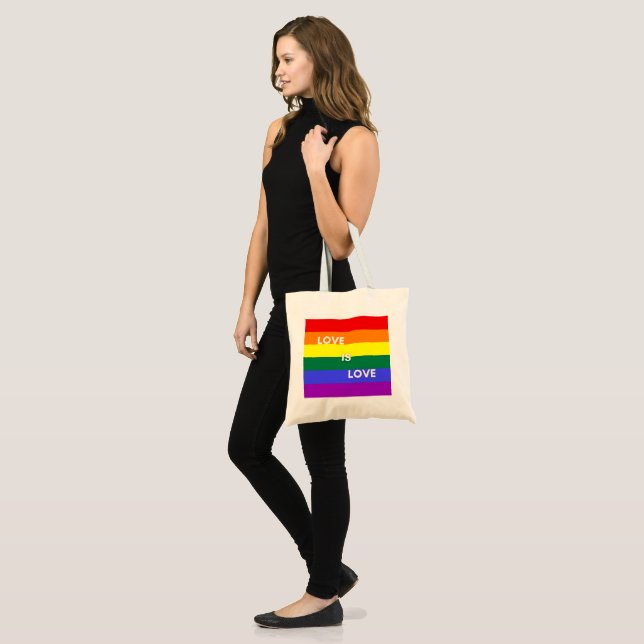 Stolze Regenbogenflagge Liebe ist Liebe Totasche Tragetasche (Vorderseite (Model))