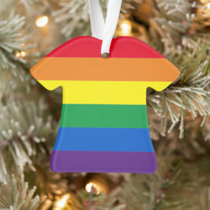 Stolze Regenbogenstreifen Gay Lgbtq Weihnachten Ornament