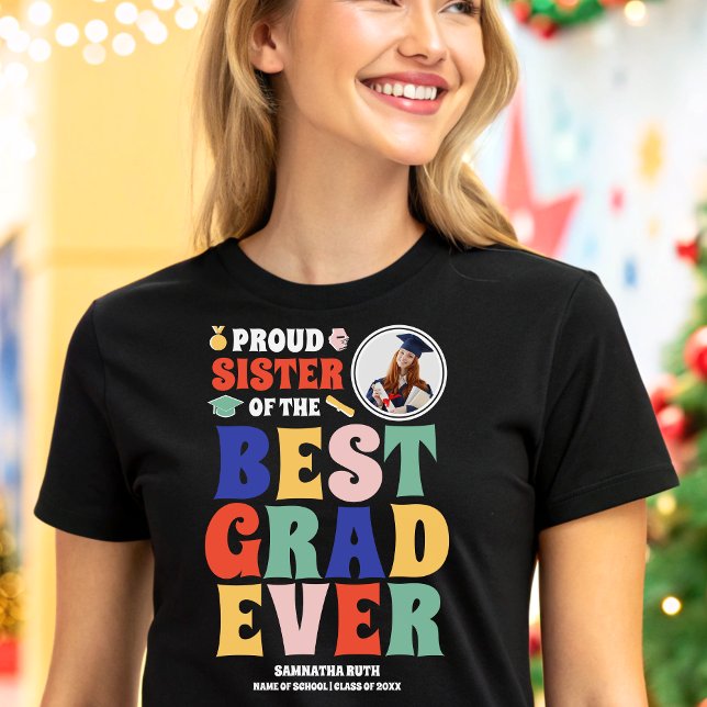 Stolze Schwester des besten Fotos aller Zeiten Tri-Blend Shirt (Von Creator hochgeladen)