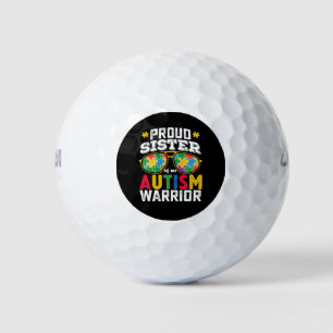 Stolze Schwester einer Familie des Autismus Kriege Golfball