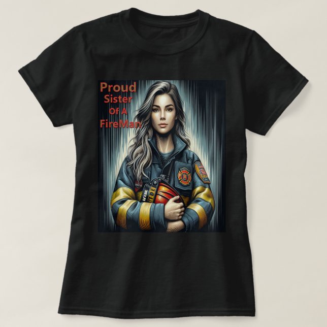 Stolze Schwester einer Feuerwehrrobotik T-Shirt (Design vorne)