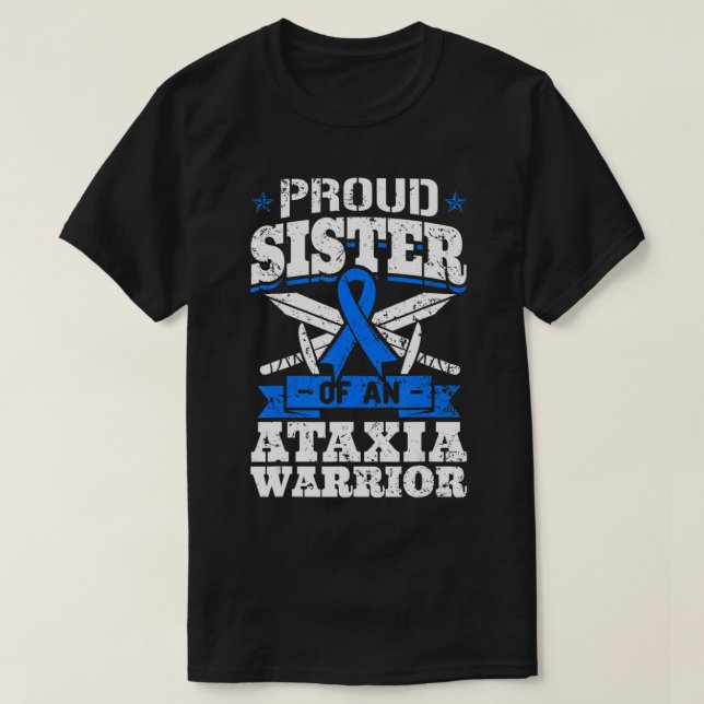 Stolze Schwester eines Ataxia Krieger Sensibilisie T-Shirt (Design vorne)
