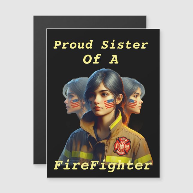 Stolze Schwester eines Feuerwehrkopfes bestimmt Au Magnetkarte (Vorne/Hinten)