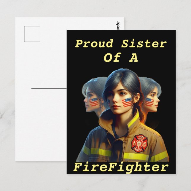 Stolze Schwester eines Feuerwehrkopfes bestimmt Au Postkarte (Vorne/Hinten)