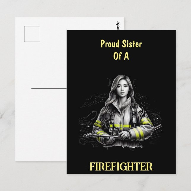 Stolze Schwester eines Feuerwehrmanns W Postkarte (Vorne/Hinten)