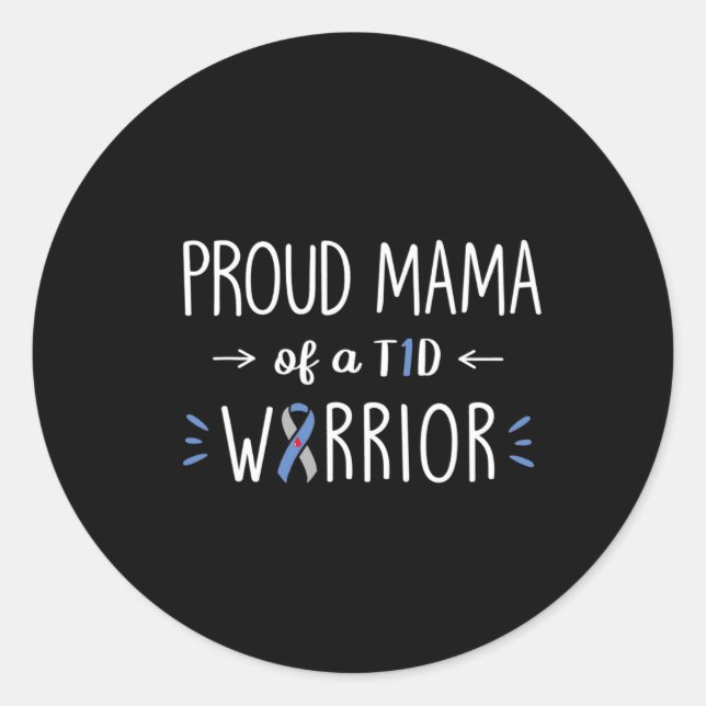 Stolze T1D-Mama von Son Diabetes Bewusstsein Diabe Runder Aufkleber (Vorderseite)