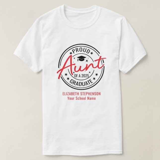 Stolze Tante der Absolventenfamilie, die sich pass T-Shirt (Design vorne)