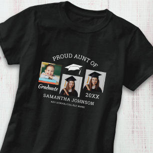 Stolze Tante des Absolventen 3 Foto Familien-Match T-Shirt