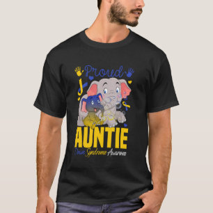 Stolze Tante Down-Syndrom-Elefant Gelb & Blau  T-Shirt