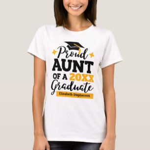 Stolze Tante eines 2022-Absolventen schwarzen Gold T-Shirt