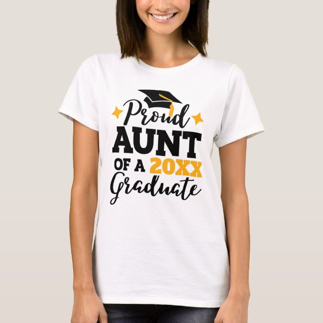Stolze Tante eines 2022-Absolventen schwarzen Gold T-Shirt (Vorderseite)