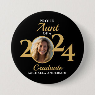 Stolze Tante eines 2024 Absolventen Foto & Name Button