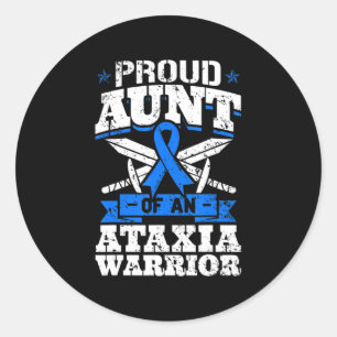 Stolze Tante eines Ataxia Krieger Bewusstsein Band Runder Aufkleber