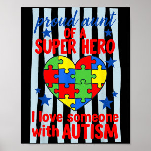 Stolze Tante Superheld Autismuserkennung Puzzle He Poster