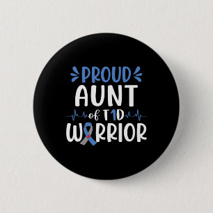 Stolze Tante T1d Krieger Diabetes Bewusstsein blau Button