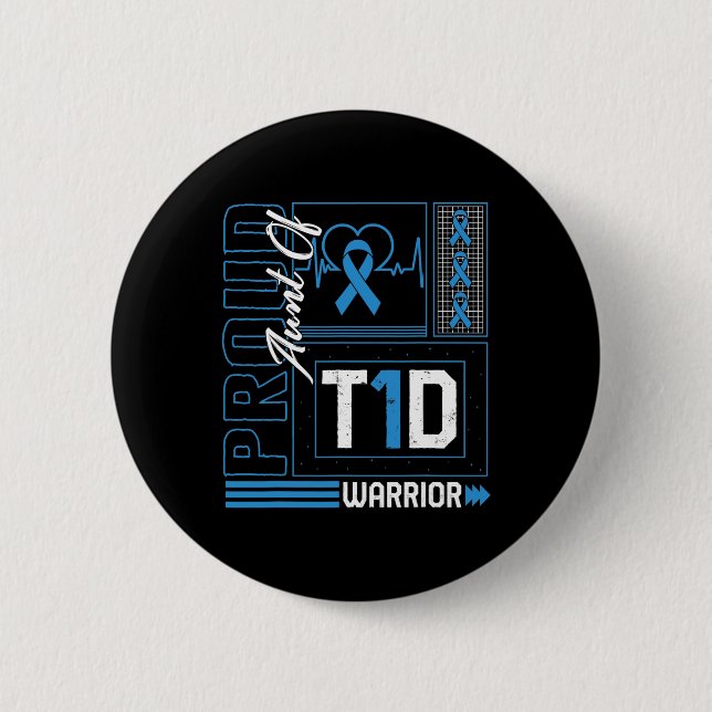 Stolze Tante T1d Krieger Ribbon Diabetes Awards Button (Vorderseite)