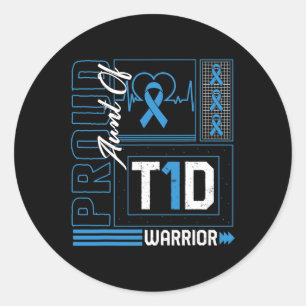 Stolze Tante T1d Krieger Ribbon Diabetes Awards Runder Aufkleber