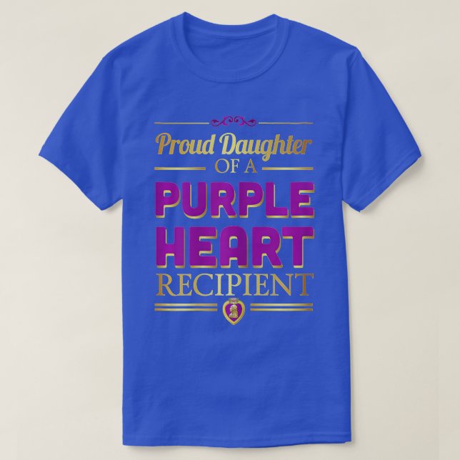 Stolze Tochter eines Lila Herzempfängers Militar T-Shirt (Design vorne)