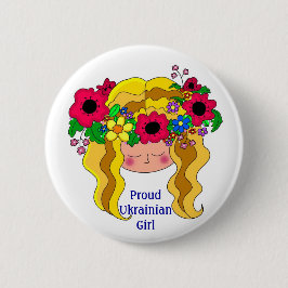 Stolze ukrainische Mädchen-Ukrainer-Volkskunst Button