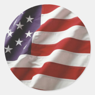 Stolze und patriotische USA-Flagge Runder Aufkleber