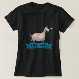 Stolze Vegane Niedliche Ziege mit Blume Illustrati T-Shirt