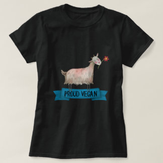 Stolze Vegane Niedliche Ziege mit Blume Illustrati T-Shirt