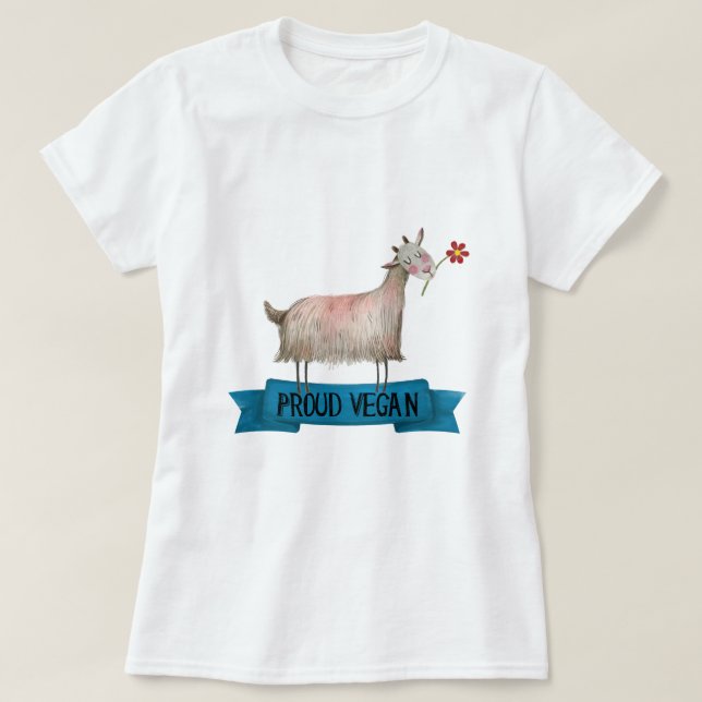 Stolze Vegane Niedliche Ziege mit Blume Illustrati T-Shirt (Design vorne)