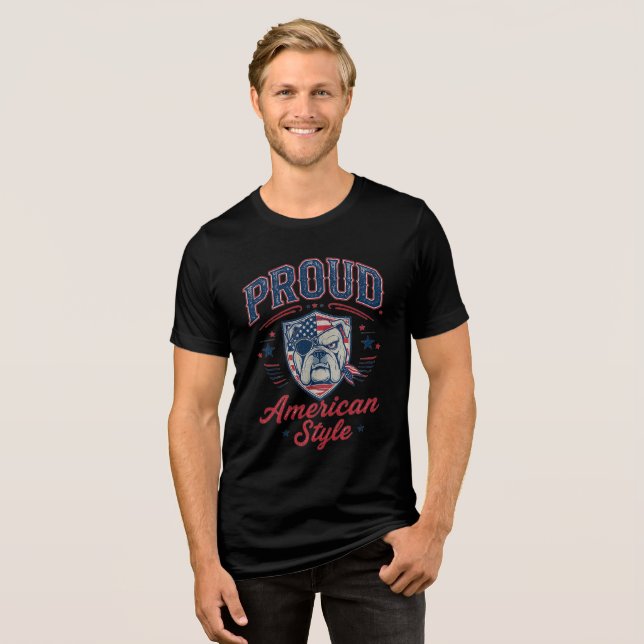 Stolzer Amerikaner Tri-Blend Shirt (Vorderseite voll)