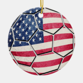 Stolzer Amerikaner USA-Flaggen-Fußball Keramik Ornament