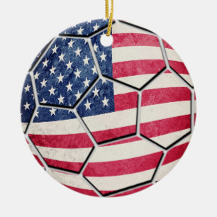 Stolzer Amerikaner USA-Flaggen-Fußball Keramik Ornament