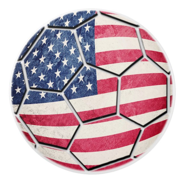 Stolzer Amerikaner USA-Flaggen-Fußball Keramikknauf (Vorderseite)