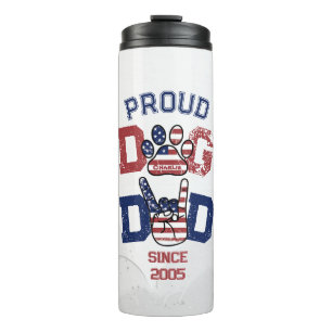 Stolzer Amerikaner USA Hundepapa Liebhaber US-Flag Thermosbecher