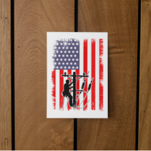 Stolzer amerikanischer Leitungsmonteur Patriotisch Postkarte