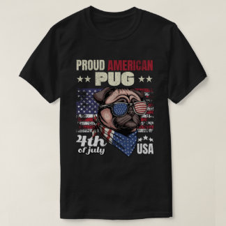 Stolzer amerikanischer Mops zum 4. Juli USA Hunde T-Shirt