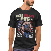 Stolzer amerikanischer Mops zum 4. Juli USA Hunde