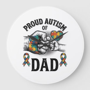 Stolzer Autism-Vater Vintage-Gravur-Bewusstsein-Sh Große Wanduhr